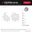 Gusset 45x45 Light Load dimensions