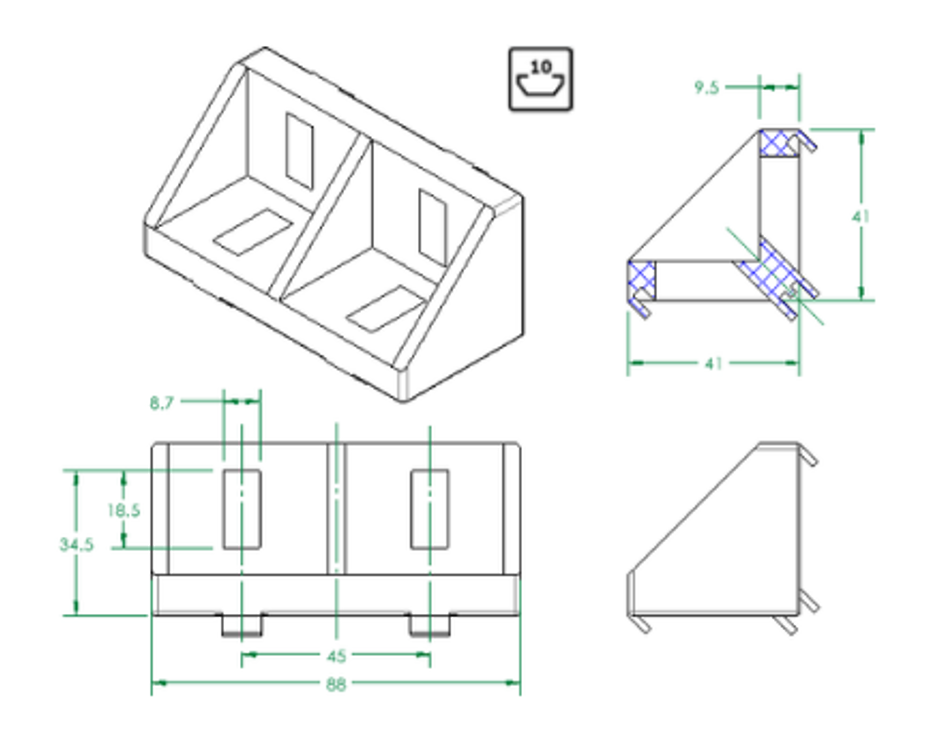 Gusset 45x45x90 Light Load