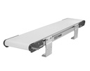 2200 Series End Drive conveyor with V-guide belt tracking, 152mm (6in) wide x 2438mm (8.00ft) long, drive shaft in position A with type 01 low side profile on both sides and belt type 02 general purpose, with fused finger splice. Configuration includes standard drive tail and standard idler tail, mounting brackets and belt return rollers. Uncrated weight = 11.9kg (26.3lb)