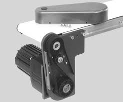 2200 Series Light Load Parallel Shaft gearmotor Bottom mount package for a End Drive conveyor, mounted in the A position, 28:28 pulley ratio