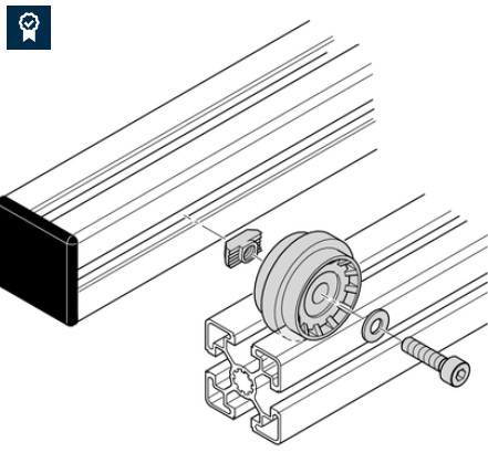 Support roller with center shoulder, Ø48mm, for 10mm slot