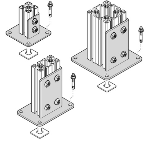 Base plate 40x40, steel (pied)