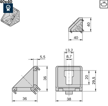 Gusset 40x40 set