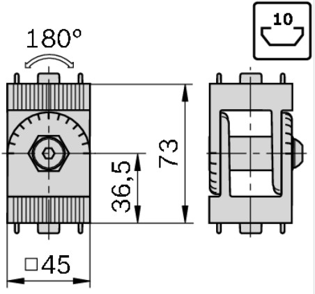 Joint 45x45 support (offset)