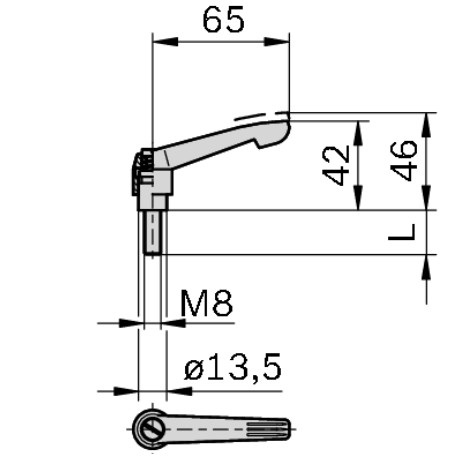 Clamping lever gelenk 45/60