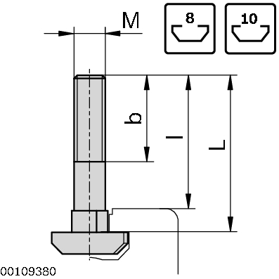 T-head bolt hs10-m8x20♥