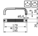 Bow-shaped handle 26x195x58, M8, Gray