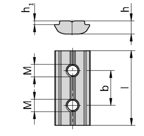 Slot nut, swivel block, N8 double M5 x M6