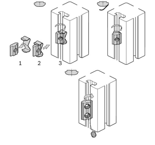 Slot nut, swivel block, N10 double M5 x M8
