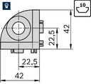 Équerre d'angle R45x45, ensemble