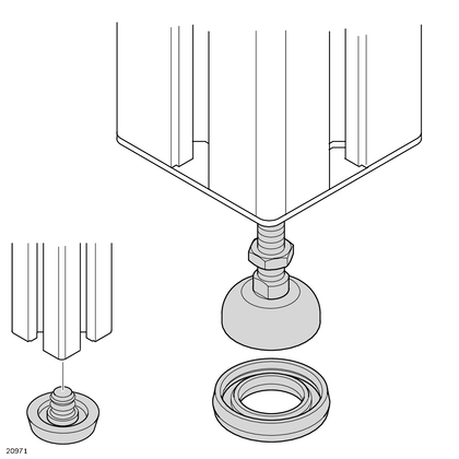 Leveling foot D44 M12x85