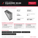 Équerre 30x60 à charge légère (light duty gusset)