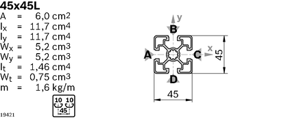 Profile 45x45L L=6070-6170mm long