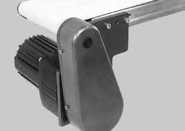 2200 Series Light Load Parallel Shaft gearmotor Bottom mount package for a End Drive conveyor, mounted in the A position, 28:28 pulley ratio