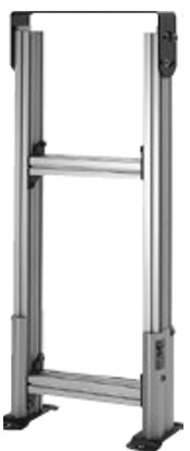 [PF-11356] Fixed Height Stand with Foot Pads for a 152mm to 304mm (6in to 12in) wide conveyor. Stand is adjustable from 736.6mm (29in) to 838.2mm (33in). Stand has a base width of 358.9mm (14.13in).